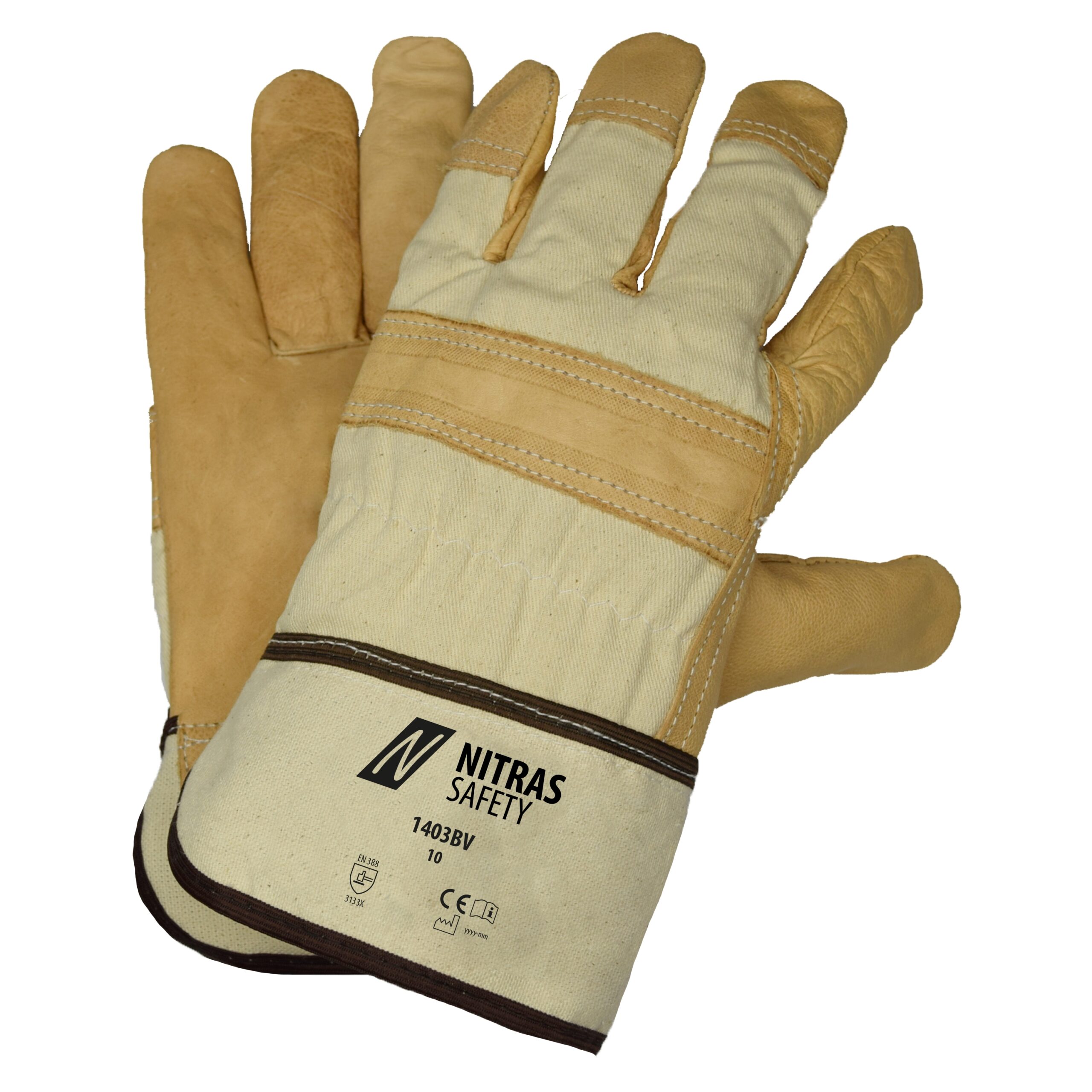 NITRAS Rindvolllederhandschuhe, naturfarben / braun, EN 388
