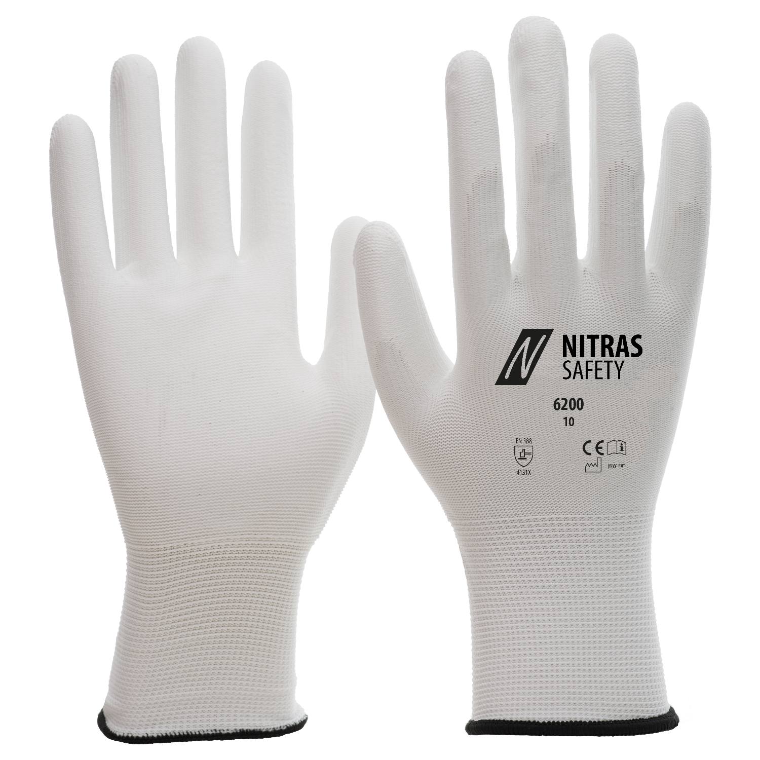 Nylonhandschuhe | PU-Beschichtung | Weiß | 6200