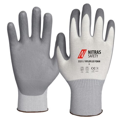 NYLOFLEX FOAM | Montagehandschuhe | weiß / grau | 3531 | Nitras